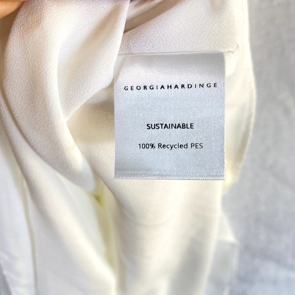 Georgia Hardinge Midi Evening Dress Sz 8 White Pleated Cocktail Date - Picture 9 of 11